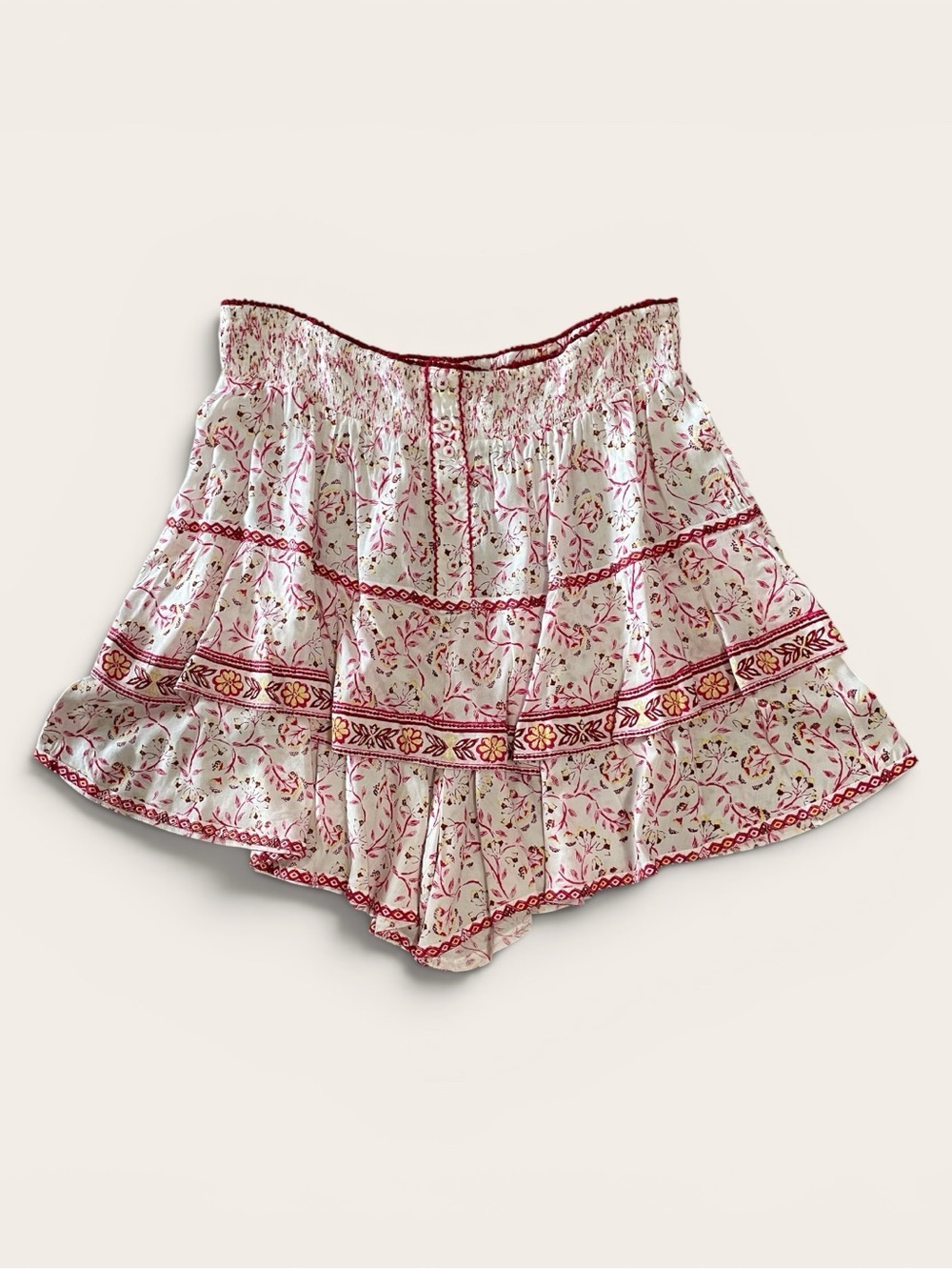 #182, Poupette St Barry’s Boho Floral Tiered Women’s Shorts, size L